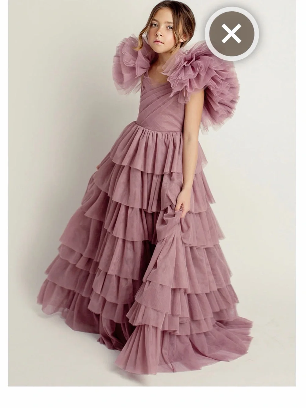 Joyfolie Impact Girls' Ruffled Tulle Dress in Orchid